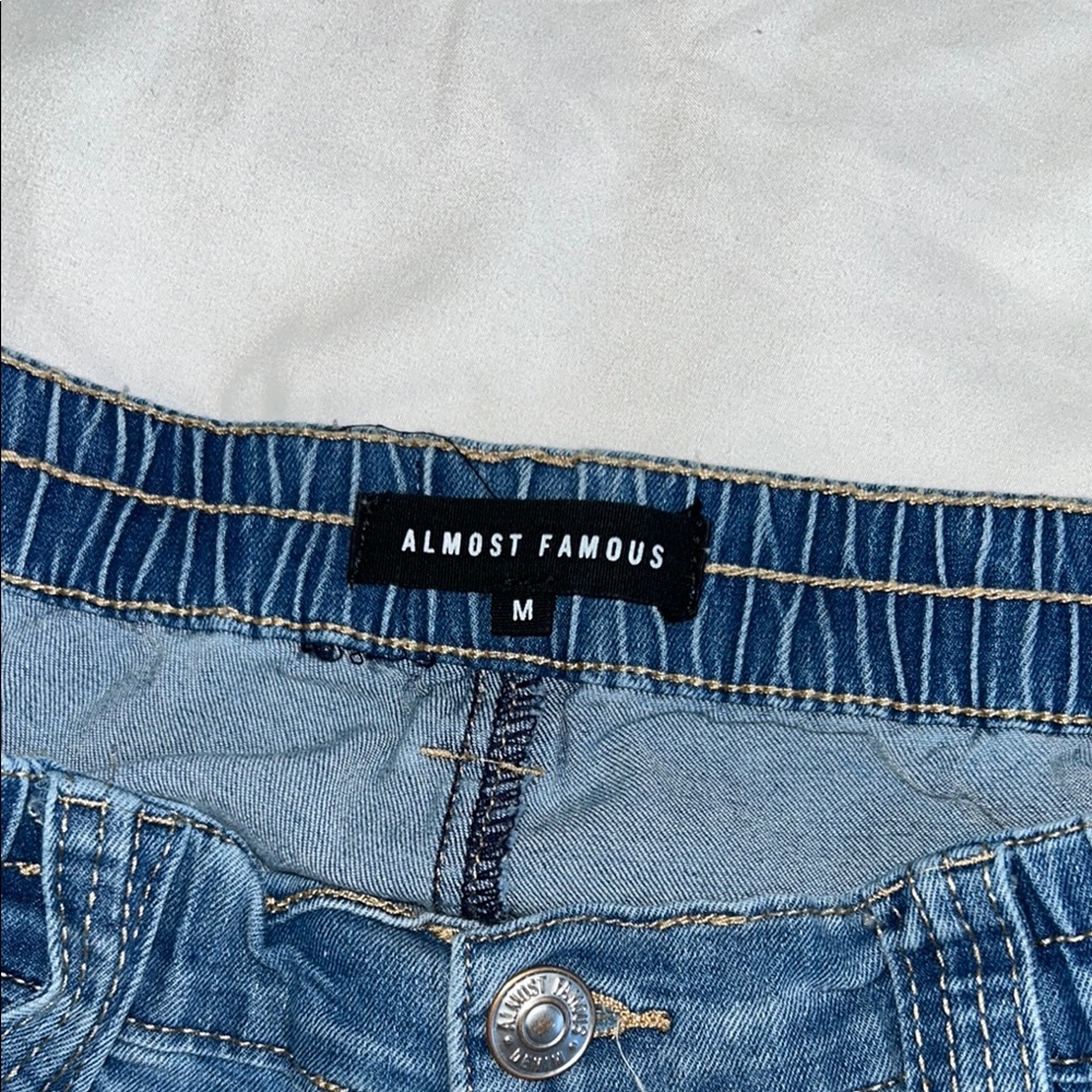 Almost Famous Blue Carpenter Jeans with Elastic Waist - Picture 4 of 4